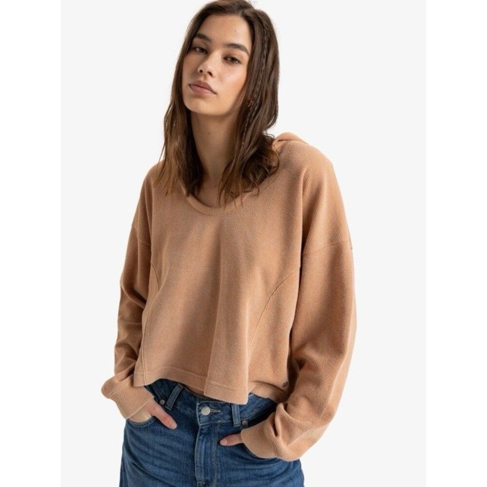 Roxy Women’s Size Medium Notice Me Camel Brown Hooded Top